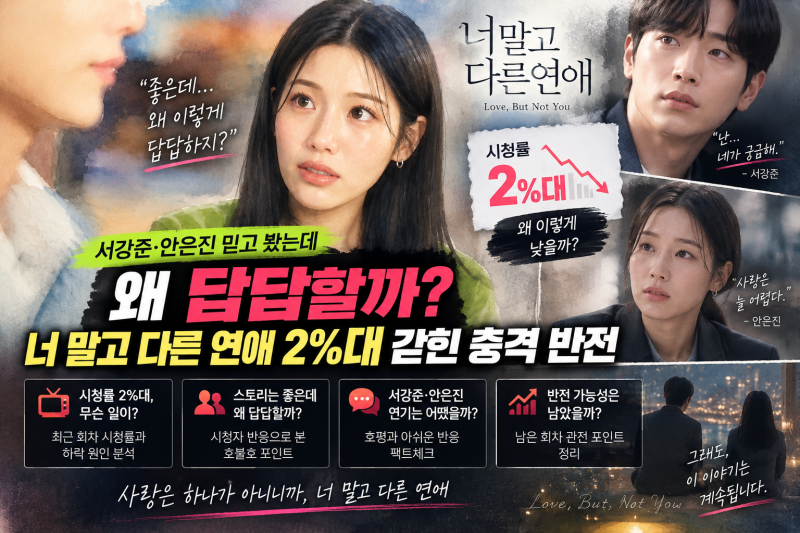 "서강준·안은진 믿고 봤는데 왜 답답할까?" 너 말고 다른 연애 2%대 갇힌 충격 반전
