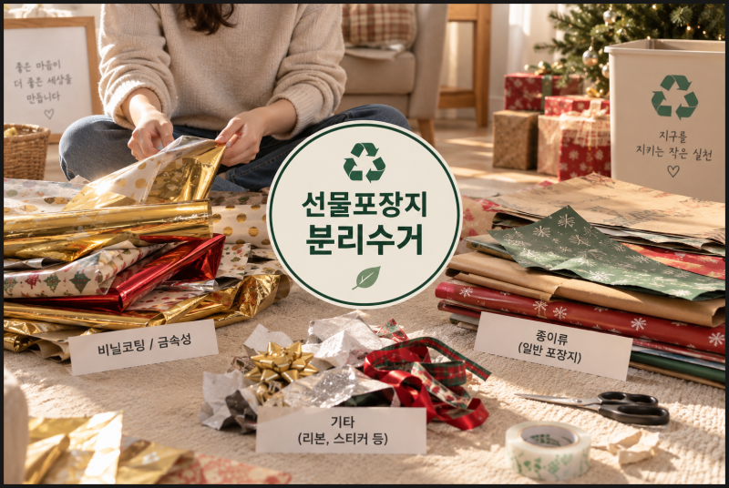 선물포장지 분리수거 반짝이는 거 넣었다가 오염시킬 뻔했어요