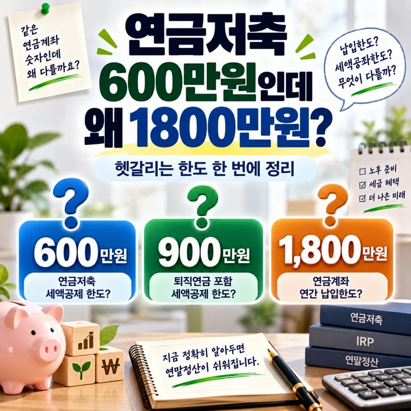 연말정산 연금저축 600만원인데 왜 1800만원? 헷갈리는 한도 정리