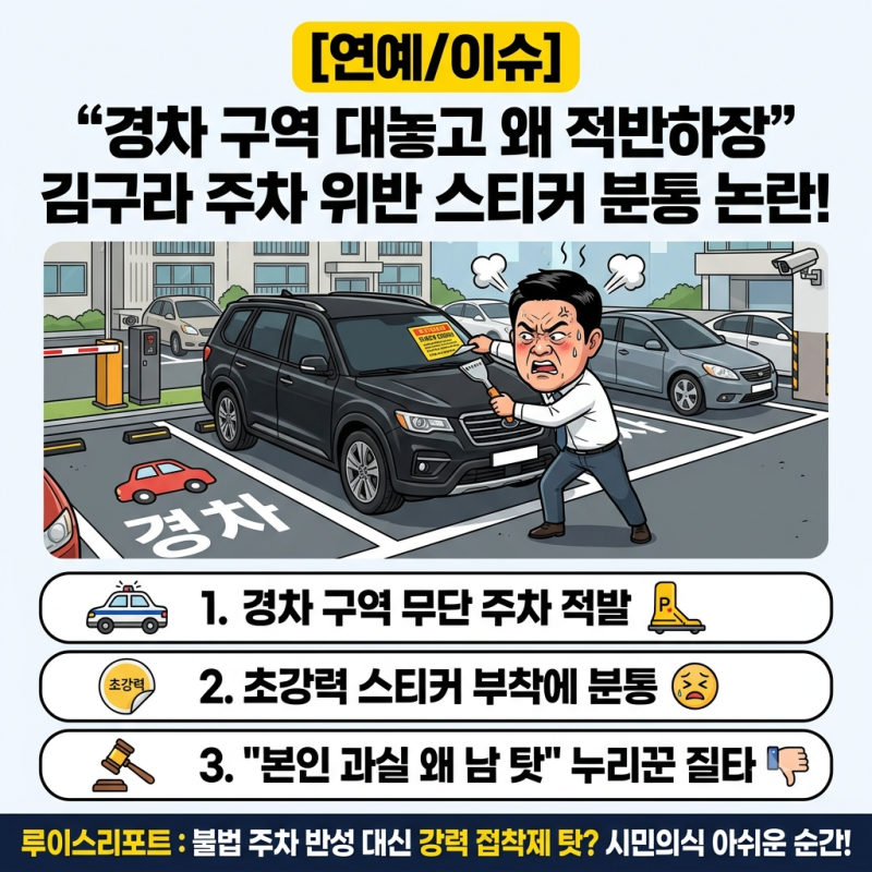 [연예/이슈] "경차 구역 대놓고 왜 적반하장" 김구라 송도 아파트 주차 스티커 분통 논란…강....