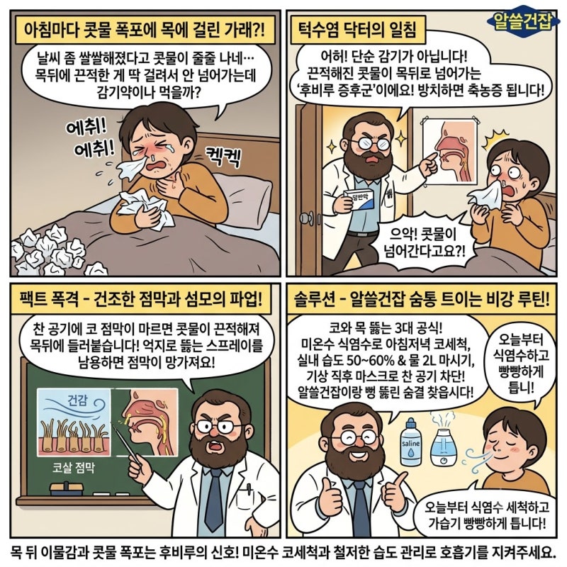 [알쓸건잡] 환절기 비염 & 후비루 증후군 | 아침마다 콧물·재채기 터지고 목에 이물감 걸릴 ....