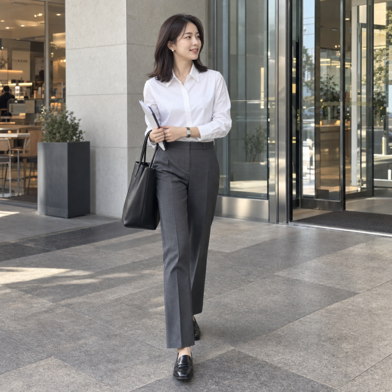 여성 화이트 셔츠 코디｜면접부터 출근룩까지 단정하게 입는 법