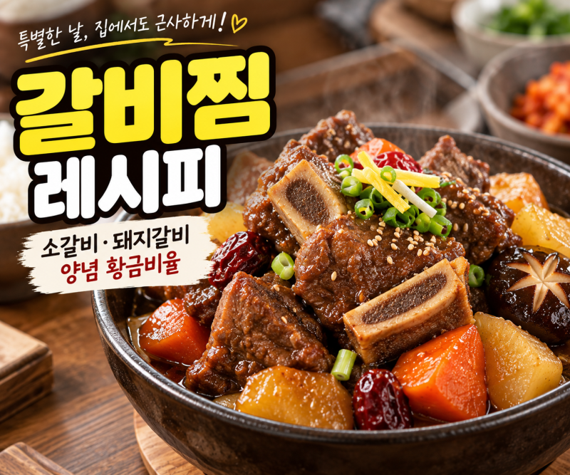 갈비찜 레시피, 소갈비, 돼지갈비 양념 황금비율, 핏물 빼기부터 부드럽게 만드는 법