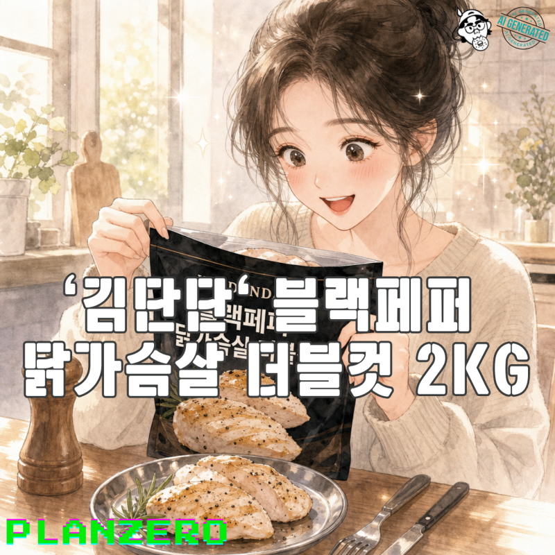 김단단 블랙페퍼 닭가슴살 더블컷 2kg 대용량 냉동닭가슴살 추천