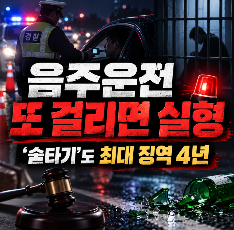 음주운전 또 걸리면 실형…‘술타기’도 최대 징역 4년