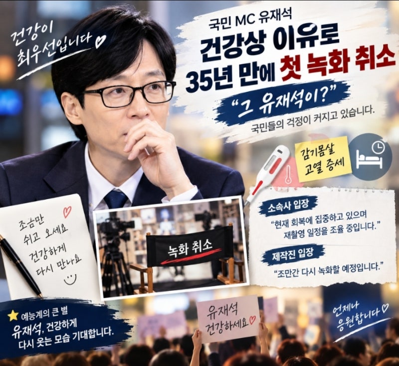 유재석, 35년 만에 첫 녹화 취소…“그 유재석이?” 국민들 걱정 커진 이유