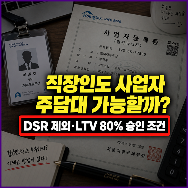 직장인인데 사업자등록증 있다면? 아파트 담보대출 DSR 규제 없이 받는 법