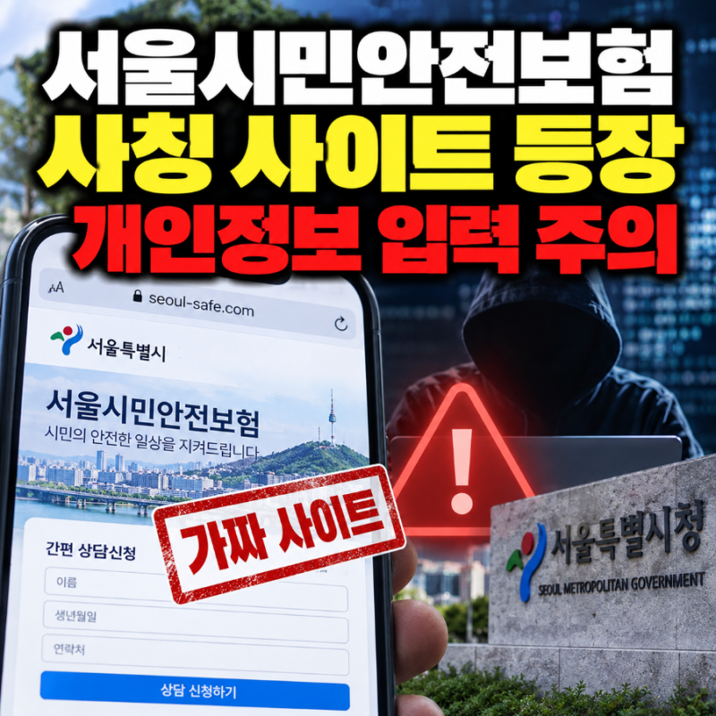 서울시민안전보험 사칭 사이트 등장, 개인정보 입력했다면 주의
