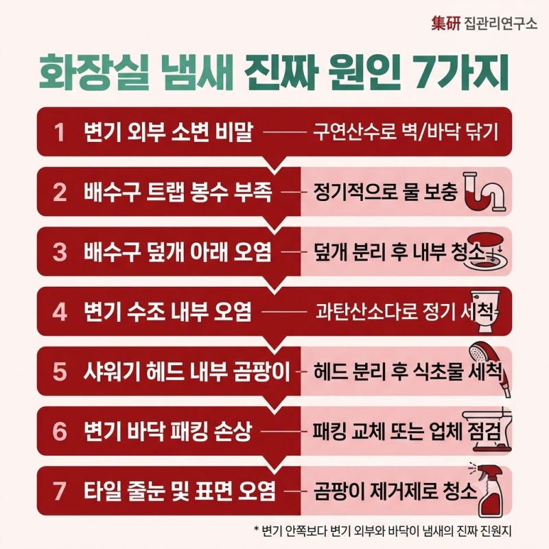 화장실 청소해도 냄새가 나는 이유 7가지