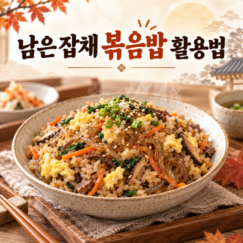 남은 잡채 볶음밥 만들기, 불어난 당면도 맛있게 활용하는 방법