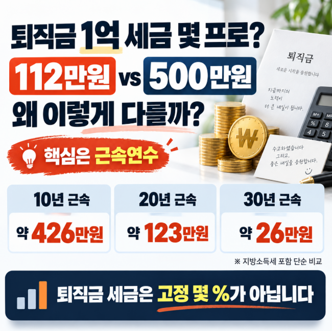 퇴직금 1억 세금 몇 프로? 112만원도 500만원도 보이는 이유