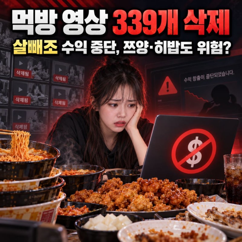 "살빼조 수익 중단·먹방 영상 339개 삭제", 쯔양·히밥도 위험? 유튜브 먹방 규제 기준