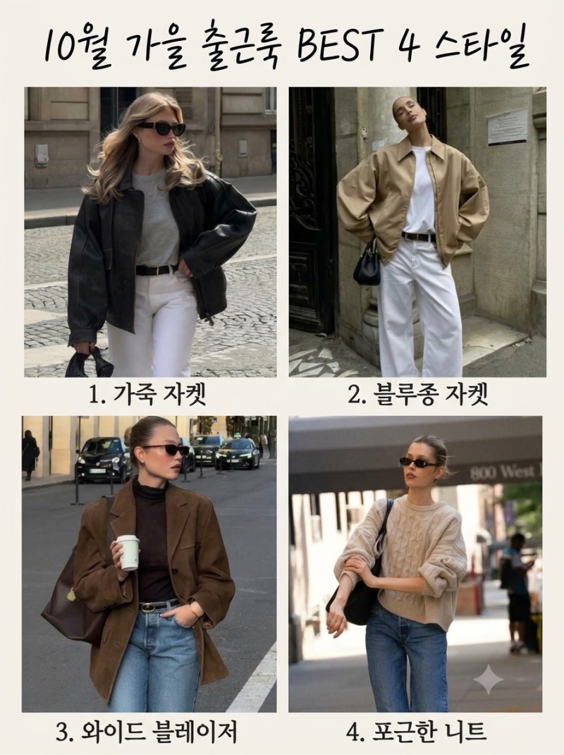 미리보는 10월 직장인 출근룩 코디 추천 4가지! 스타일과 보온성 모두 잡는 가을 아우터 & 니....