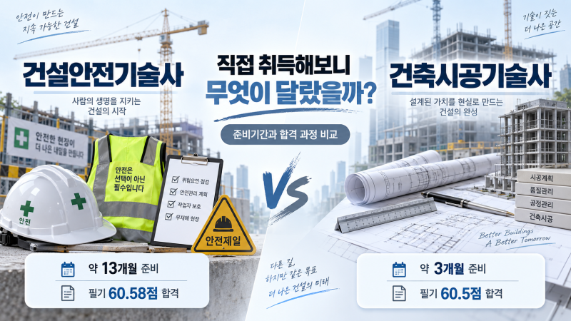 쌍기술사가 알려주는 건설안전기술사vs건축시공기술사 비교