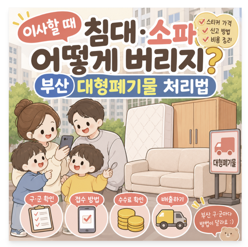 이사할 때 침대 소파 어떻게 버리지? 부산 대형폐기물 스티커 처리법