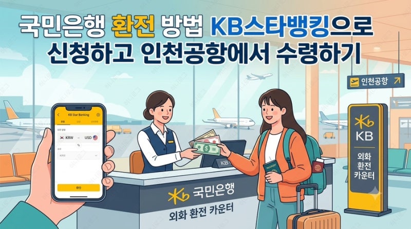 국민은행 환전 방법 KB스타뱅킹으로 신청하고 인천공항에서 수령하기