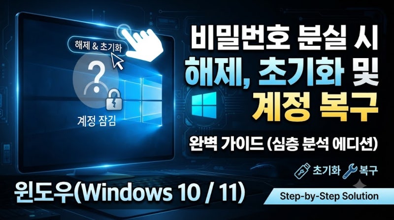 윈도우(Windows 10 / 11) 비밀번호 분실 시 해제, 초기화 및 계정 복구 완벽 가이드 (심층 분석 에....