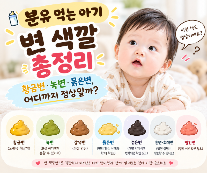 분유 먹는 아기 변 색깔 총정리 황금변, 녹변, 묽은변 어디까지 정상일까?