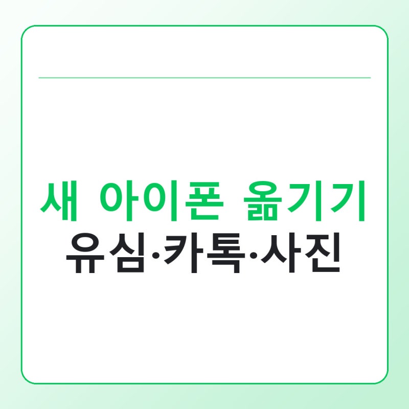 새 아이폰 옮기기 순서, 유심·카톡·사진 먼저 확인하는 체크리스트