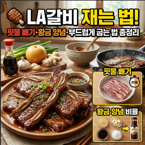 LA갈비 재는 법! 핏물 빼기·황금 양념 비율·부드럽게 굽는 법 총정리