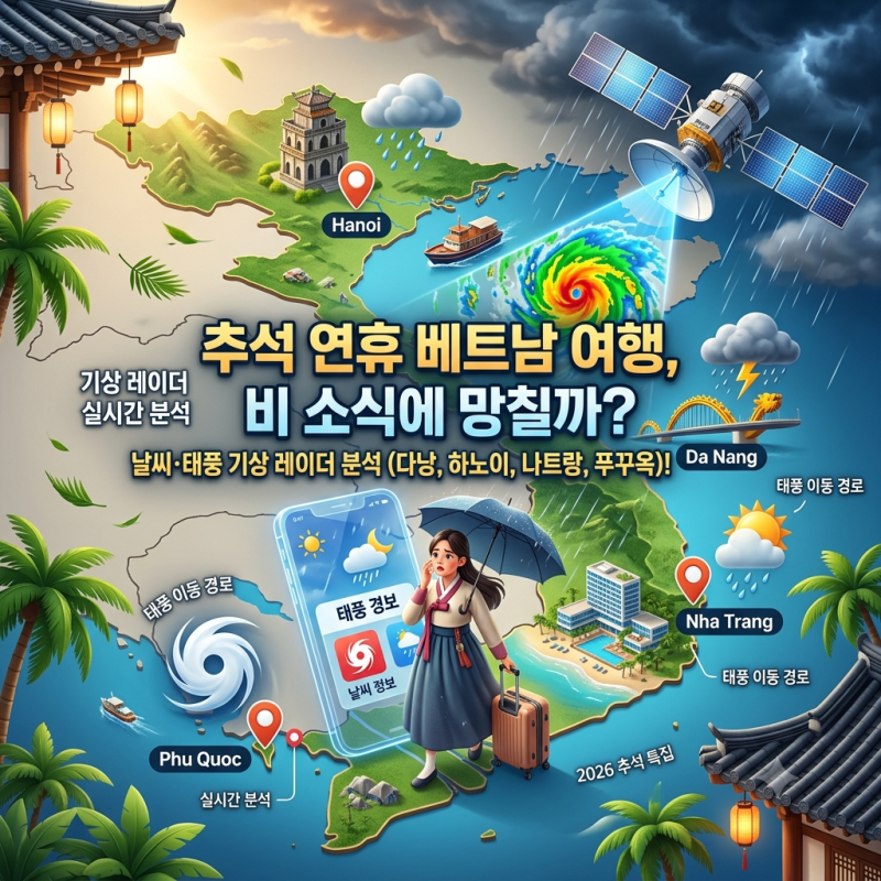 추석 연휴 베트남 여행, 비 소식에 망칠까? 날씨·태풍 기상 레이더 분석(다낭, 하노이, 나트....