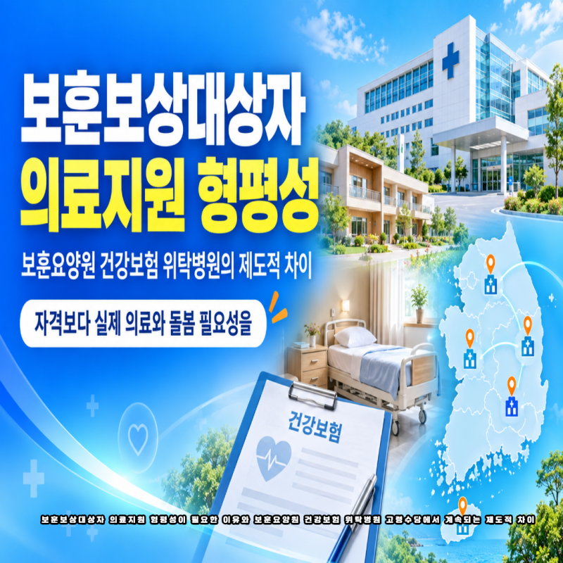 보훈보상대상자 의료지원 형평성이 필요한 이유와 보훈요양원 건강보험 위탁병원 고령수당....