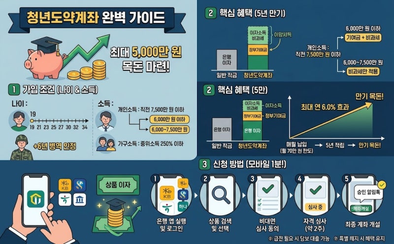 [제목] 청년도약계좌 조건 및 신청 방법 총정리: 정부지원금 혜택까지 한번에 확인하기