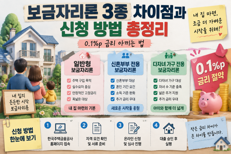 보금자리론 3종 차이점과 신청 방법 총정리: 0.1%p 금리 아끼는 법