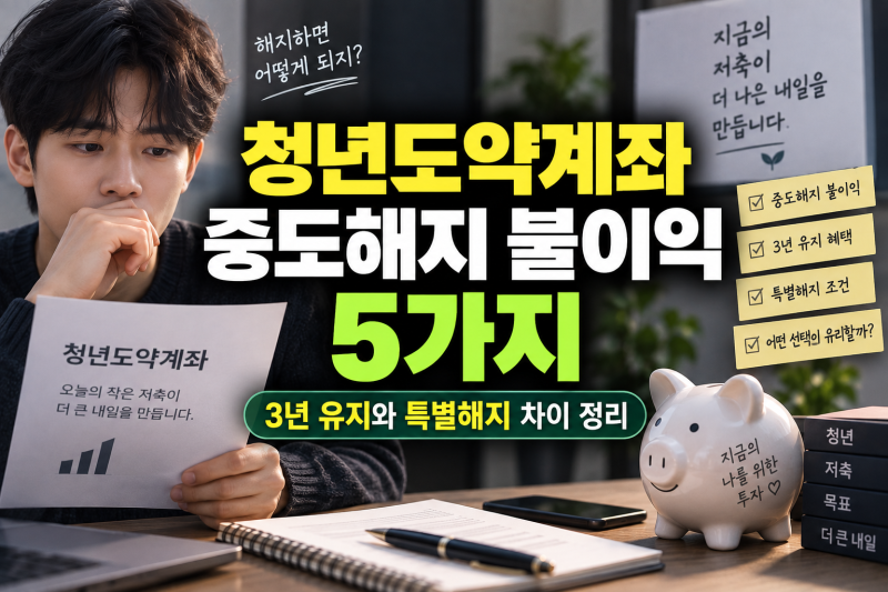 "청년도약계좌 중도해지 불이익 5가지" 3년 유지와 특별해지 차이 정리