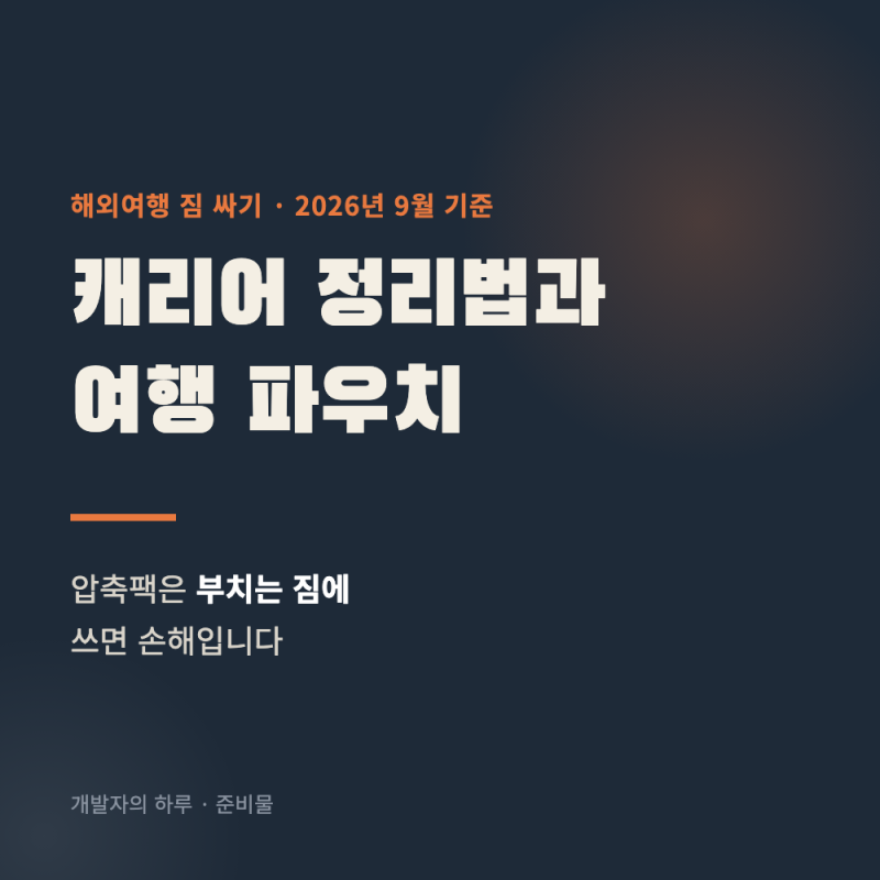 캐리어 정리법과 여행 파우치 고르는 법 (압축팩은 부치는 짐에 쓰면 손해입니다)