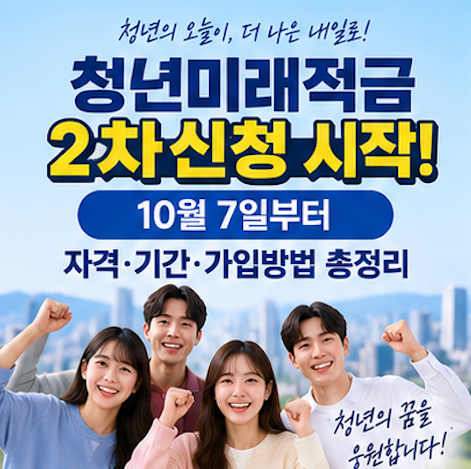 청년미래적금 2차신청 시작! 10월 7일부터 자격 기간가입방법