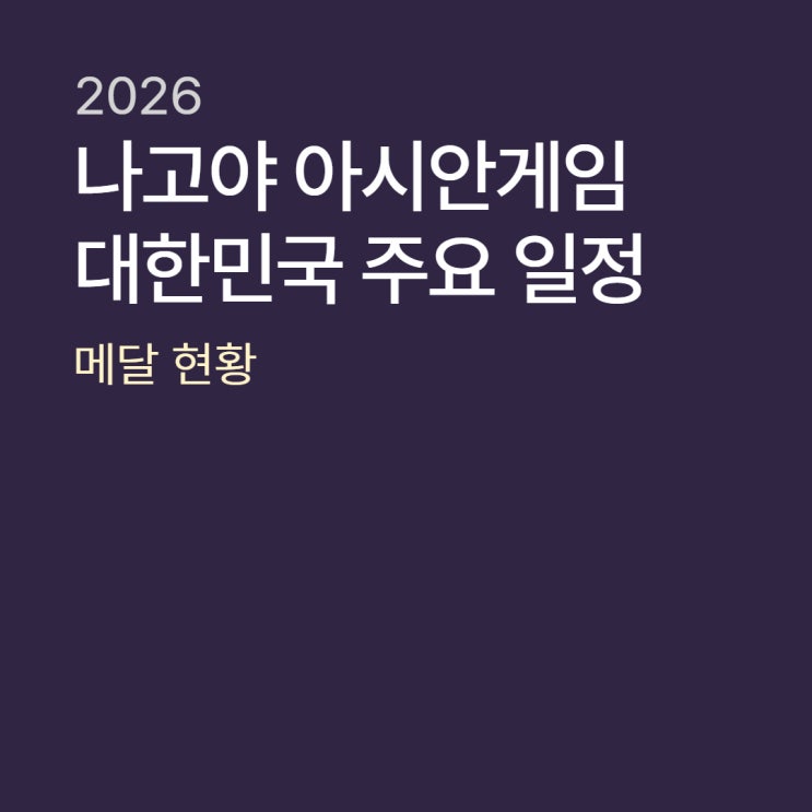 2026 나고야 아시안게임 대한민국 주요 일정, 메달 획득 현황