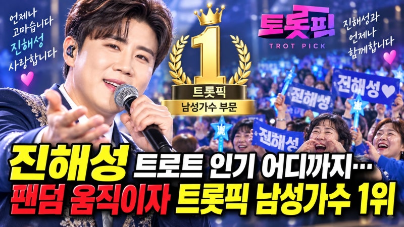 진해성 트로트 인기 어디까지…팬덤 움직이자 트롯픽 남성 가수 1위