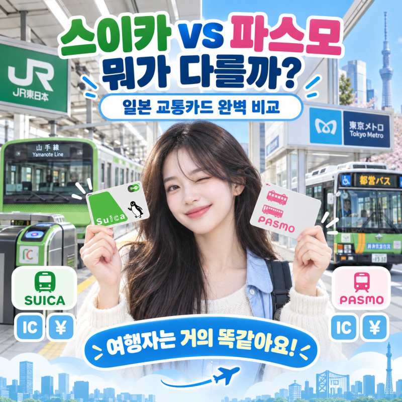 일본 교통카드 스이카·파스모 뭐가 다를까? 2026 여행자 구입·충전·사용법 총정리