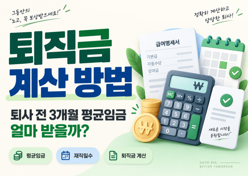 퇴직금 계산 방법｜퇴사 전 3개월 평균임금으로 얼마 받을까