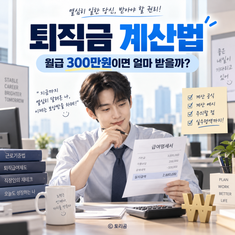 퇴직금 계산법, 월급 300만원이면 1년·3년 근무 후 얼마 받을까?
