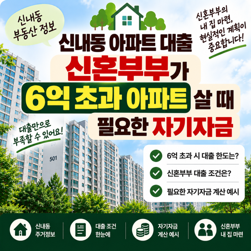 신내동 아파트 대출｜신혼부부가 6억 초과 아파트 살 때 필요한 자기자금