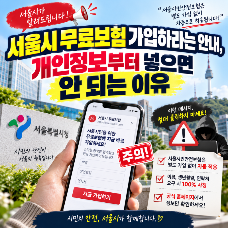 서울시 무료보험 가입하라는 안내, 개인정보부터 넣으면 안 되는 이유