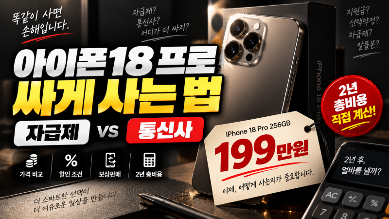 아이폰18 프로 싸게 사는 법｜자급제 vs 통신사 할인, 2년 총비용 직접 계산해봤습니다