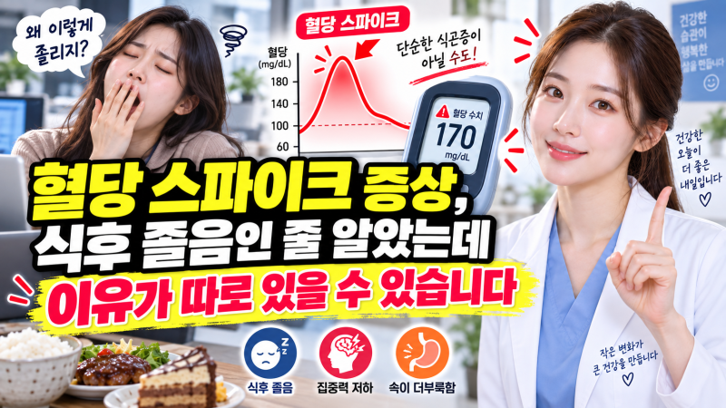 혈당 스파이크 증상, 식후 졸음인 줄 알았는데 이유가 따로 있을 수 있습니다