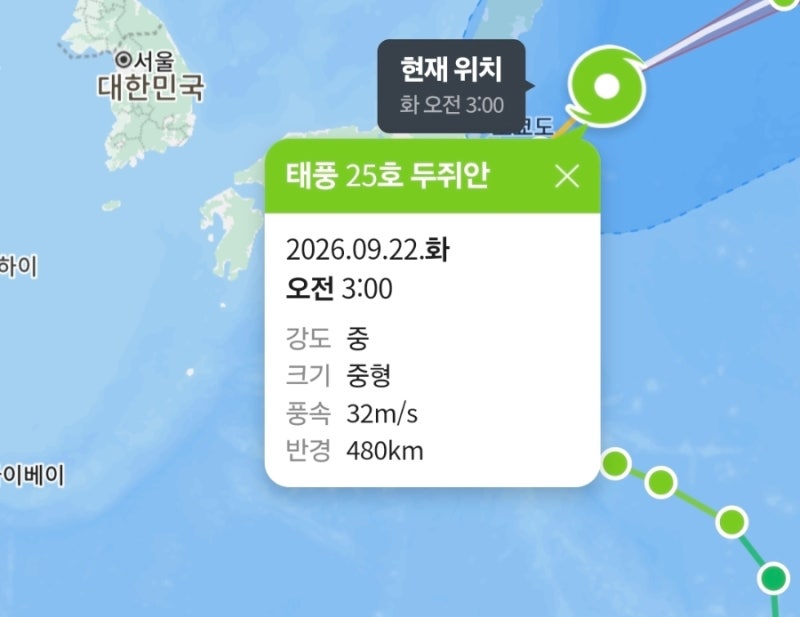 강력태풍, 25호태풍 두쥐안(9.22.03시), 추석과 일본 아시안게임 영향