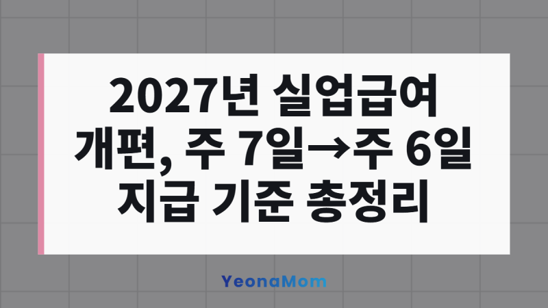 2027년 실업급여 개편, 뭐가 달라지나요? 주 7일→주 6일 지급 기준 총정리
