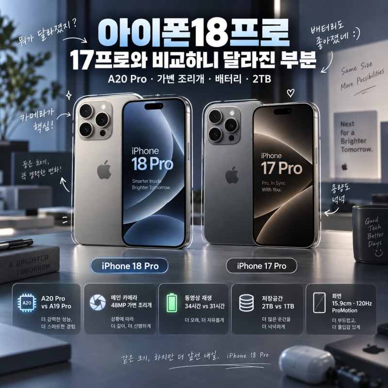아이폰18프로 스펙 17프로와 비교하니 달라진 부분