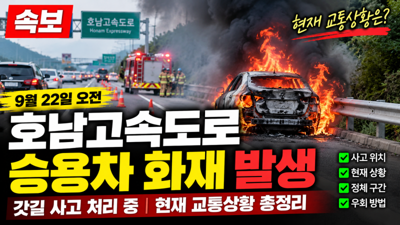 호남고속도로 승용차 화재 발생｜9월 22일 갓길 사고 처리 중·현재 교통상황