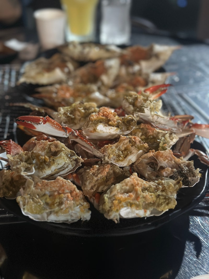 부산 송정 제철 해산물 꽃게찜 대하구이 조개구이 야장 술집 어부의술상