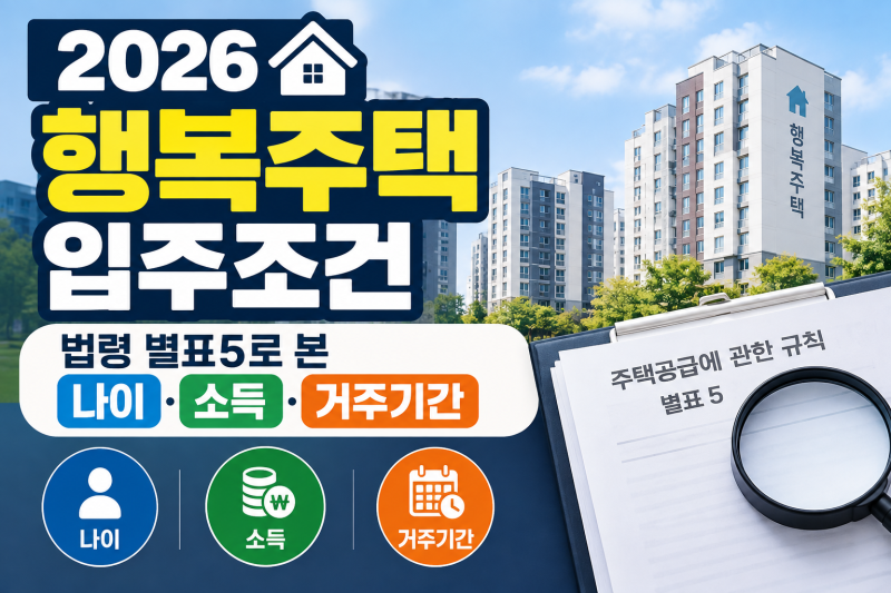 2026 행복주택 입주조건 — 법령 별표5로 본 나이·소득·거주기간