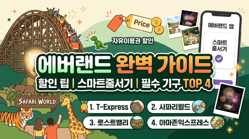[경기 용인] 에버랜드 완벽 가이드: 자유이용권 할인, 스마트줄서기, 필수 기구 TOP 4