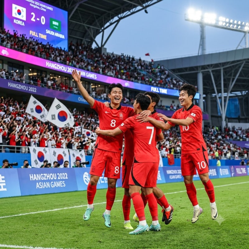 이민성호 사우디 2-0 제압 완승, 아시안게임 조 1위로 8강 안착