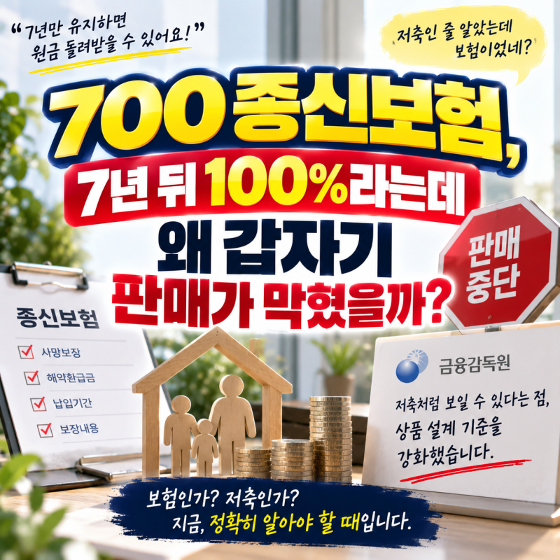 700 종신보험, 7년 뒤 100%라는데 왜 갑자기 판매가 막혔을까?
