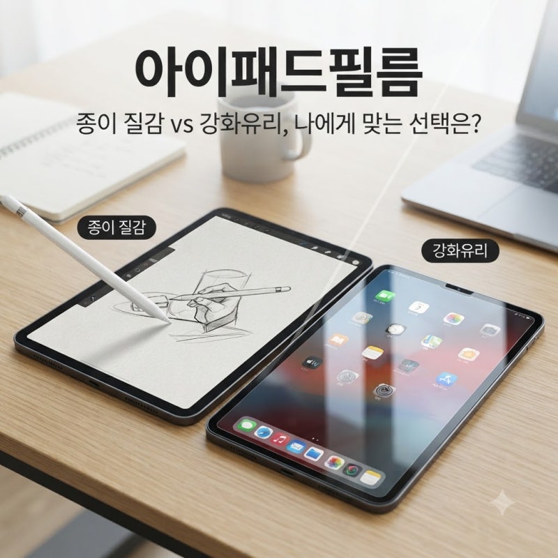 아이패드 액정보호필름 종이 질감과 강화유리 중 무엇을 골라야 할까 궁금하다면